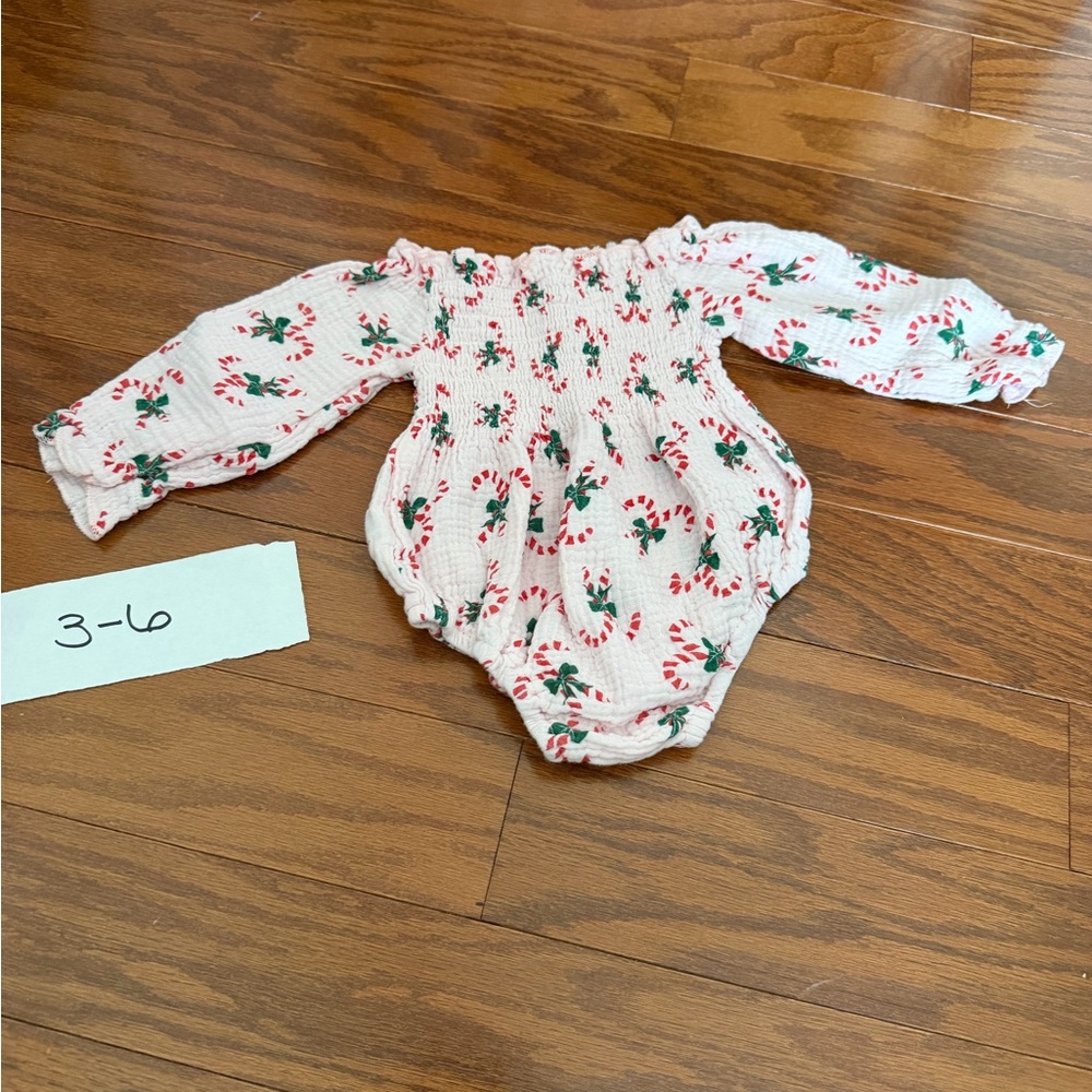 Festive Baby Romper with Candy Cane Print